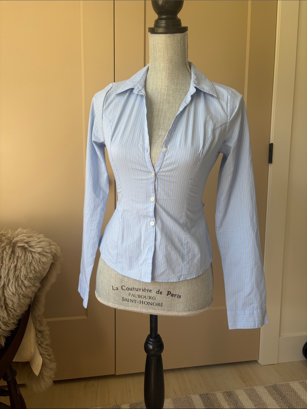 NWT - Hollister Light Blue & White Pinstripe Slim Button-Down Shirt